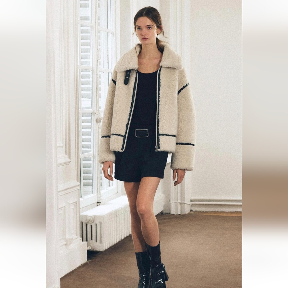 ZARA FAUX FUR BIKER JACKET